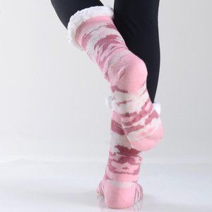 Pink Camo Sherpa Lined Slipper Socks